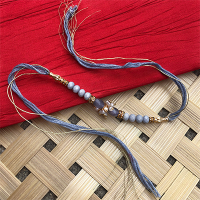 Authentic Grey pearl Bhaiya bhabhi Dora Rakhi