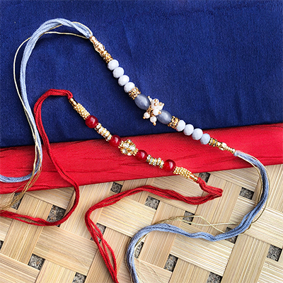 Traditional beads peal bhaiya bhabhi dora Rakhi combo