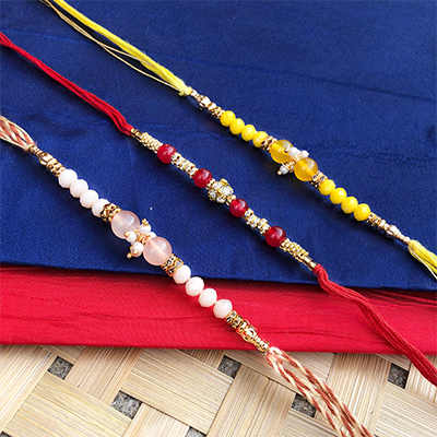 Authentic beads, pearl bhaiya bhabhi dora Rakhi combo