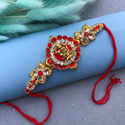 beautiful design Lord Ganesh flower style half bracelet Rakhi