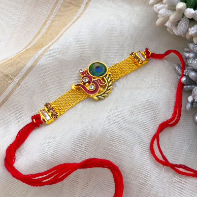 morpankhi Aasan om logo design half bracelet Rakhi