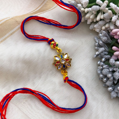 auspicious flower design half bracelet Rakhi for females