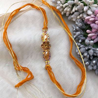 Authentic peace of artful flower style half bracelet Rakhi