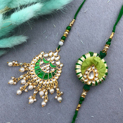 kundan jewellery design bhaiya bhabhi Rakhi combo