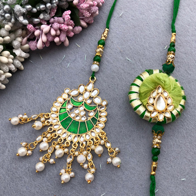 kundan jewellery design bhaiya bhabhi Rakhi combo