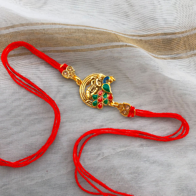 shree krishna and peacock design Rakhi for brother