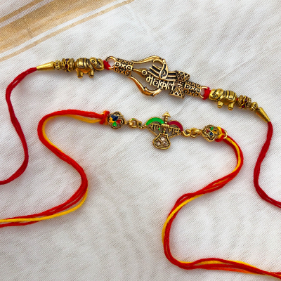 Precious looking lord mahakal, shiva Rakhi Combo of 2