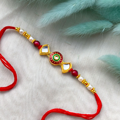 kundan pearl design Dora Rakhi for bhaiya, bhabhi, sister