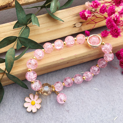 beautiful kids gliter beads pink bracelet Rakhi