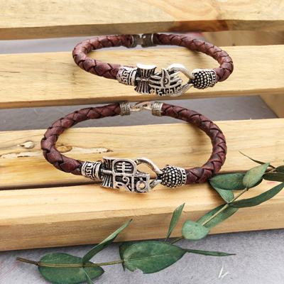 Brown Braided Om Rakhi combo of 2 for Bhaiya 