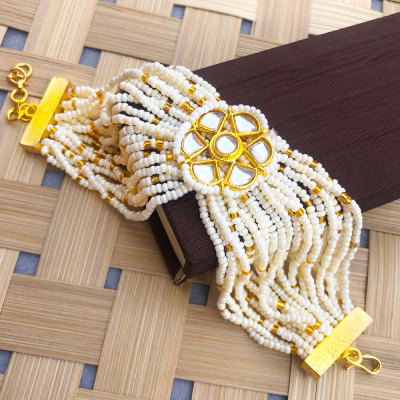 beautiful beads kundan bracelet Rakhi for sister and bhabhi