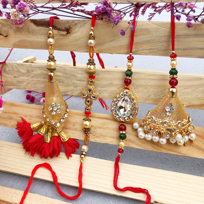 Authentic jhumar stone designs bhaiya bhabhi Rakhi set of 2 pair