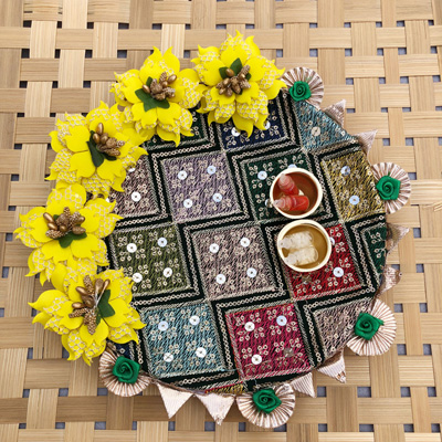 Floral design Puja Thali for Rakshabandhan 