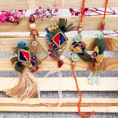 Authentic 2 pair peacock design couple Rakhi