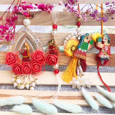 Flower base gudda guddi Rakhi combo of 2 pair