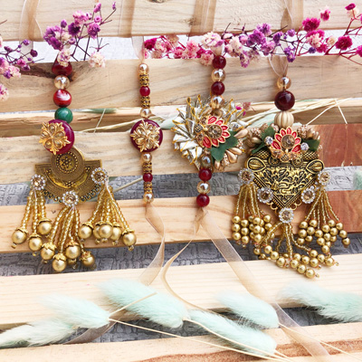 Designer piece of bhaiya bhabhi Rakhi combo of 2 pair