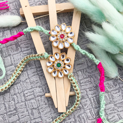 Beautiful kundan flower design Rakhiz combo for everyone 