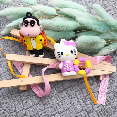 Cartoon character shin chen N kitty kids Rakhi combo