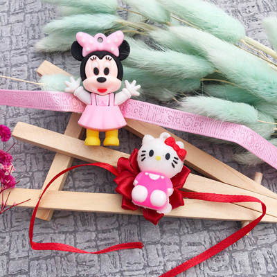 Cute Minnie, kitty Kids Rakhi combo