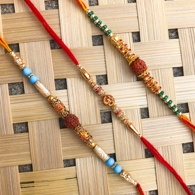Designer beads Rakhi set of 3 For Brother On Rakshabandhan