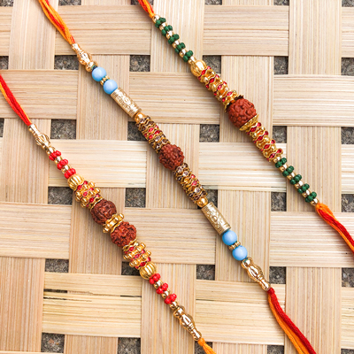 Beautiful beads Rakhi set of 3 For Brother On Rakshabandhan