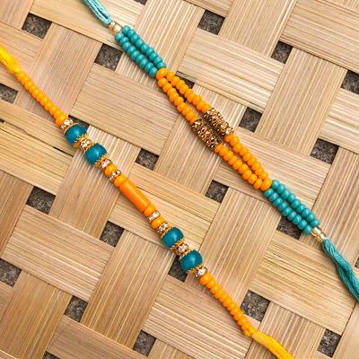 Rakhi Set of 2 - Simple Traditional Designer Rakhi  For Brother