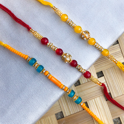 Beautiful touch pearl, beads design Rakhi set of 3  On Rakshabandhan