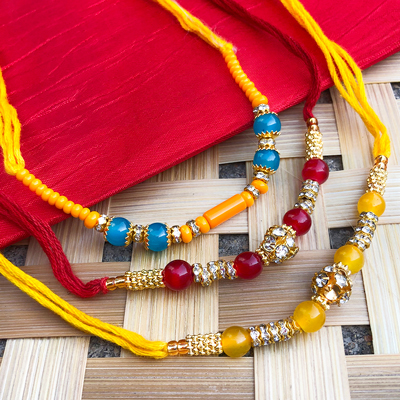 Designer Rakhi pearl, beads Rakhi set of 3 For Brother On Rakshabandhan