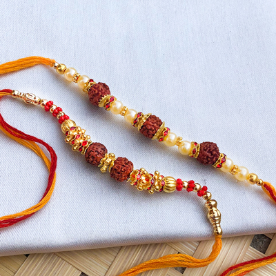 Rakhi Set of 2 - with Simple Beautiful beads Rakhi for brother