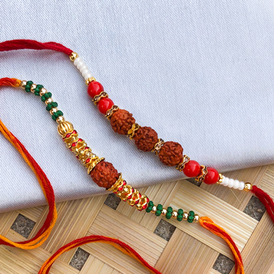 Rakhi Set of 2 - Designer beads Rakhi set for brother