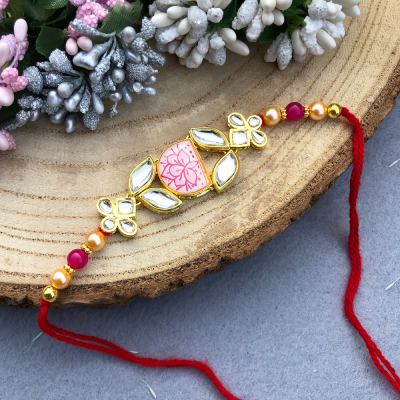 authentic kundan flower Rakhi for brother