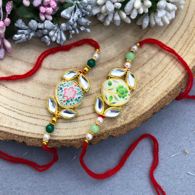 beautiful kundan Rakhi combo of 2 for brother