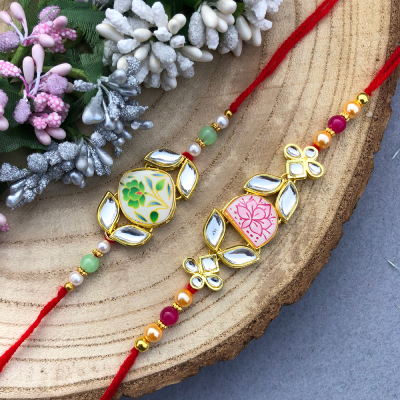 precious loving kundan Rakhi combo for brother