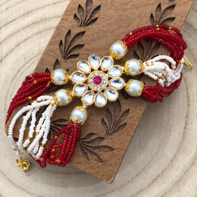 fantastic kundan jewellery bracelet Rakhi for bhabhi, behan