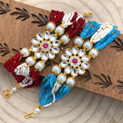 precious design Kundan bracelet Rakhi set of 2 for bhabhi