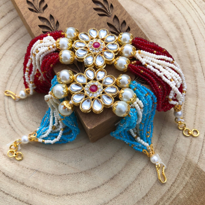 precious design Kundan bracelet Rakhi set of 2 for bhabhi