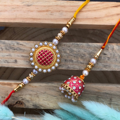 designer Rakhi pair for bhaiya and bhabhi