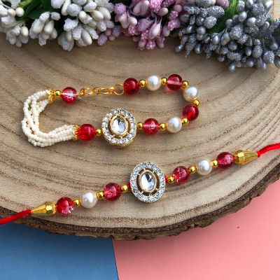 authentic beads and Kundan Bracelet and Dora Rakhi combo
