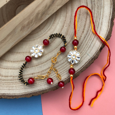 traditional style mangalsutra design Bracelet Rakhi and Dora Rakhi combo