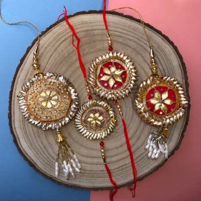 beautiful gota patti design bhaiya bhabhi Rakhi pair of 2