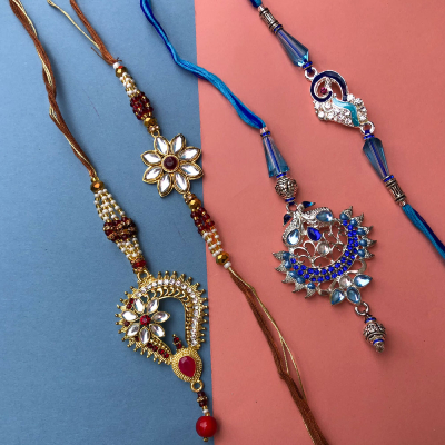 jewellery design bhaiya bhabhi Rakhi combo of 2 pair