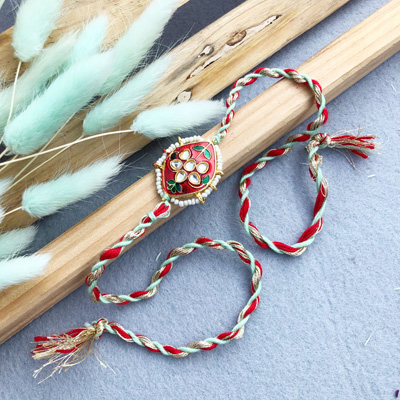 Traditional kundan Meena cheed thread Rakhi for everyone