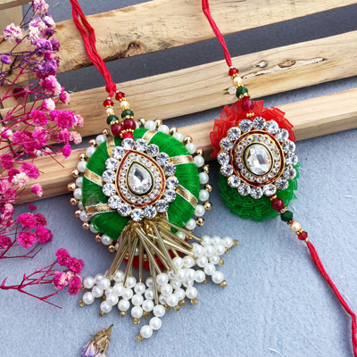 Auspicious DIY stone lumba and thread Rakhi for bhaiya N Bhabhi