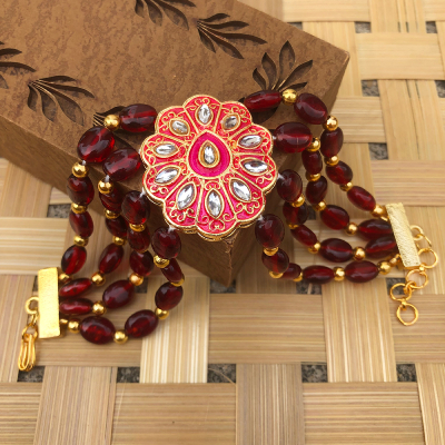 Authentic Meenakari Design Pearl Bracelet For Rakhi Bhabhi