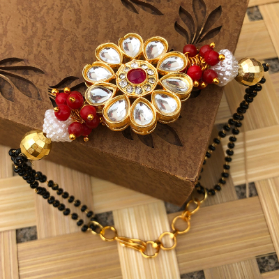 Precious Kundan Beads Designer Rakhi Bracelet For Bhabhi