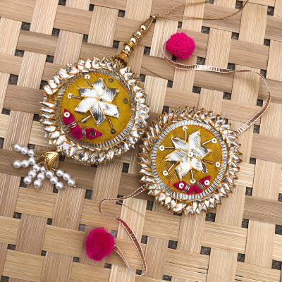 Eye catchy floral design Lumba Rakhi Set