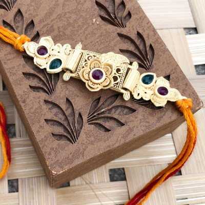 Wooden finish Beautiful Designer Rakhi set