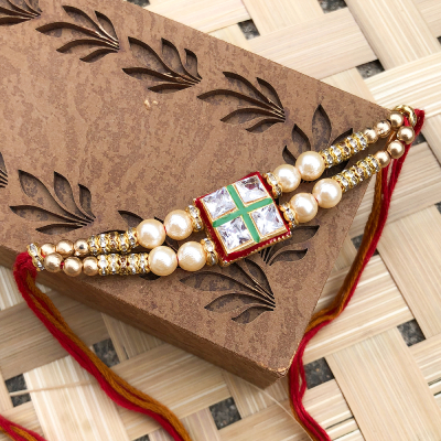 Designer pearl Rakhi For Brother, Raksha Bandhan