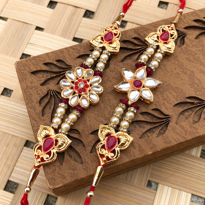 Morden design Floral Dora Rakhi combo for bhaiya bhabhi