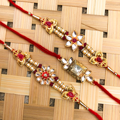 Rajwada style floral 3 dora Rakhi for brothers